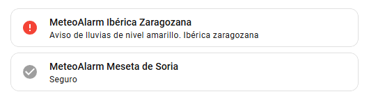 Tarjeta tile básica para MeteoAlarm
