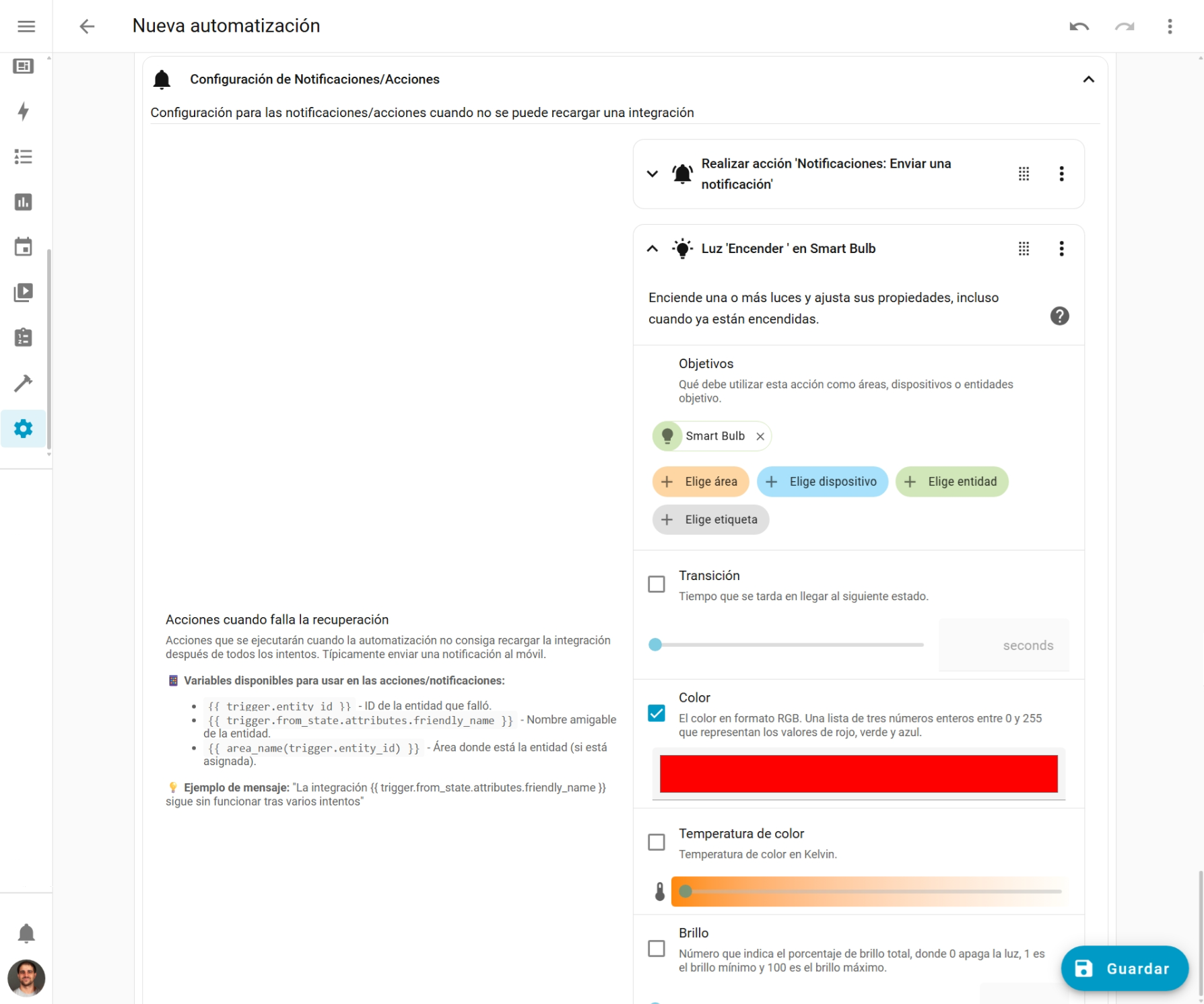 Acción Encender una Luz